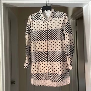 Beige/Black Polka-dot Button Down Blouse - size S